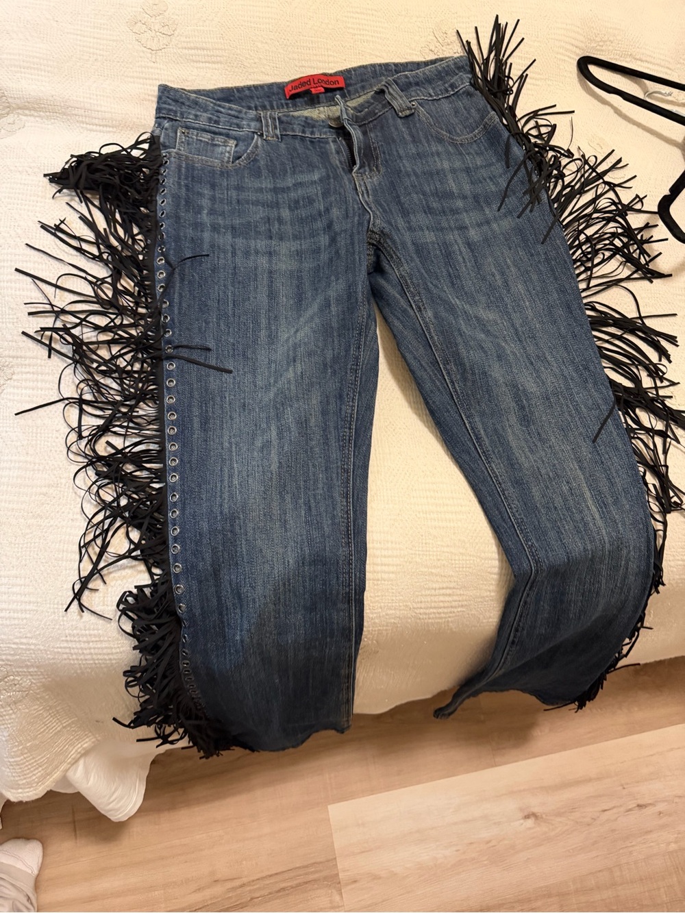 Jaded London El Topo Fringe Bootcut Jeans in Blue Wash - Picture 6 of 11